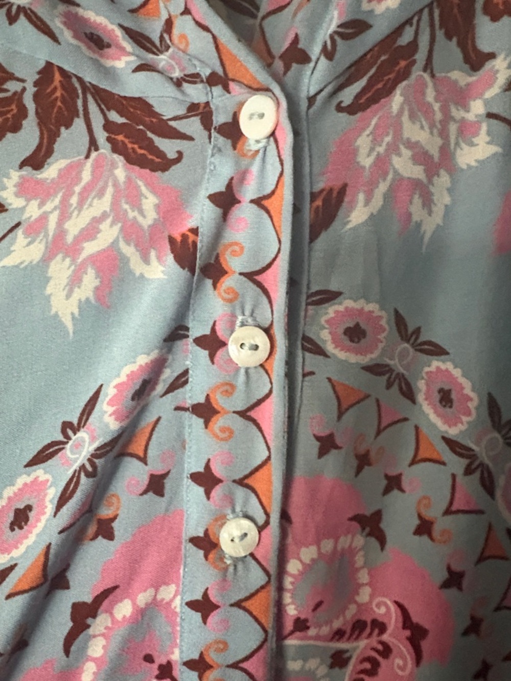 Spell Pink and Brown Embroidered Blouse - Picture 3 of 4